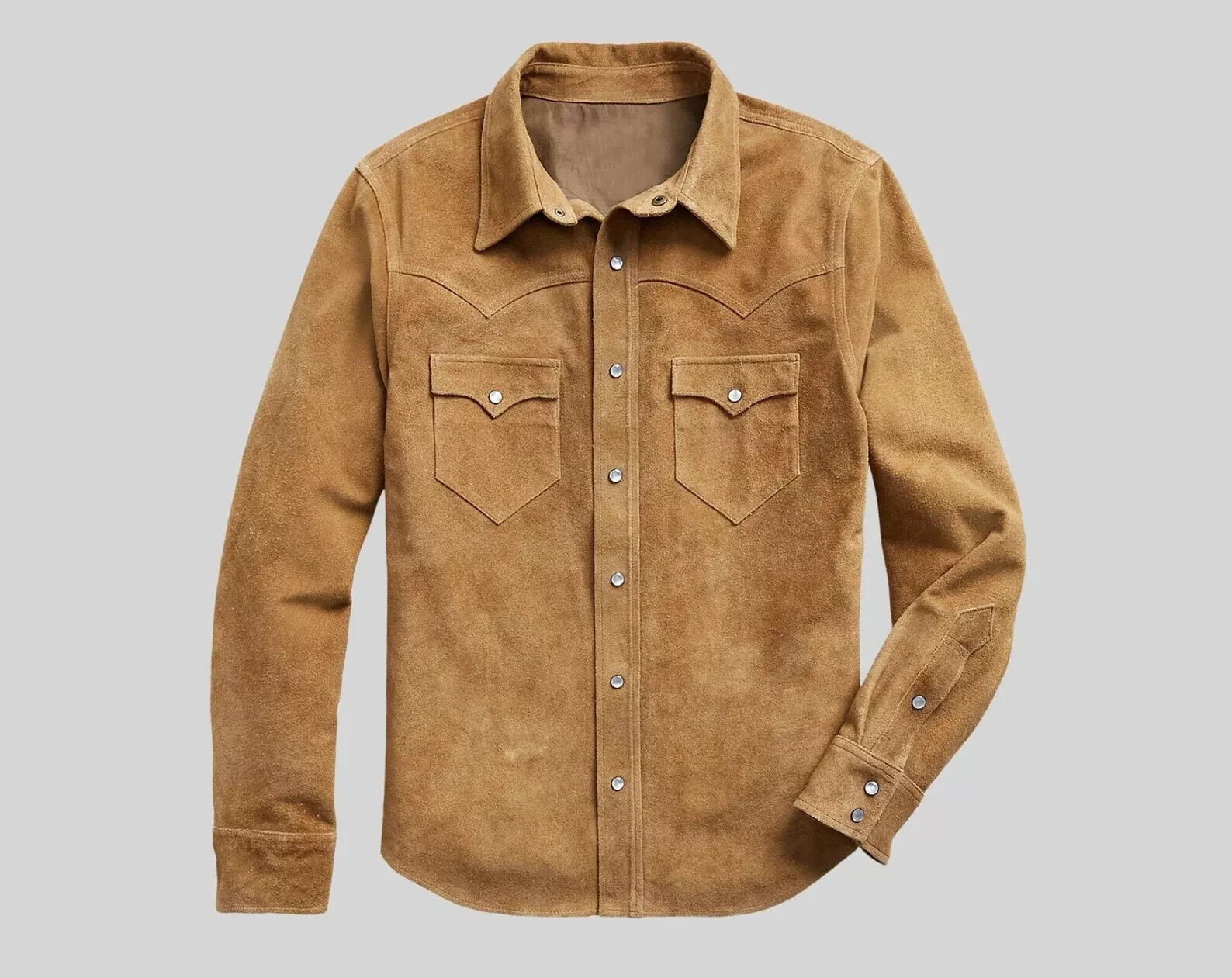 Men's Suede Leather Trucker Premium Western Wear Shirt, Suede Leather Shirt