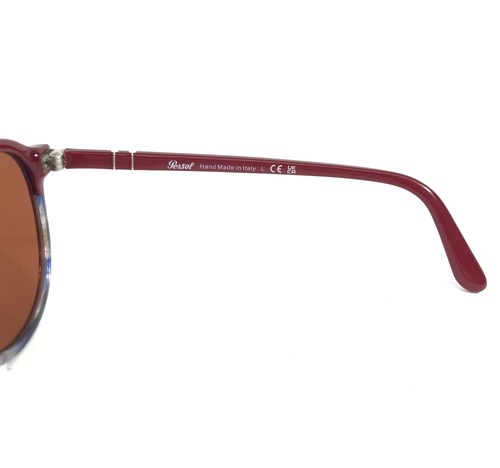 Occhiali da sole Persol 3302-S 1177/53 bordeaux a righe grigio con lenti in vetro marrone - Foto 8 di 12