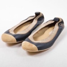   Authentic Vintage Iconic CHANEL CC Logo Ballerina Cap Toe Flats Slip-on Shoes