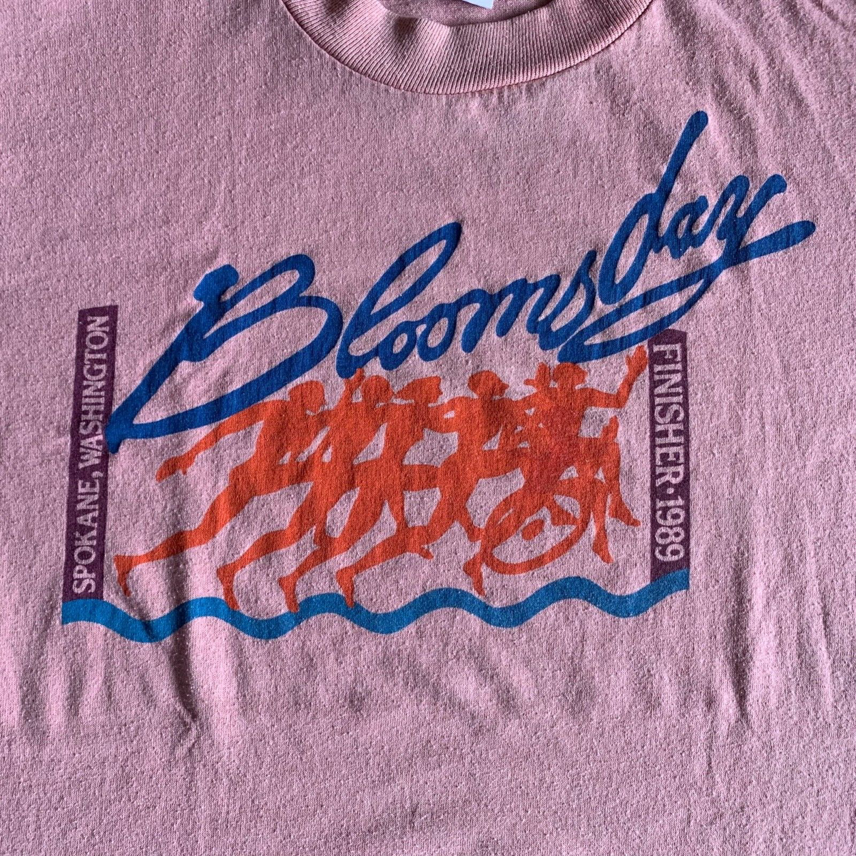 1989 VINTAGE 80s NIKE BLOOMSDAY RUN FINISHER T-SHIRT MEN SZ S