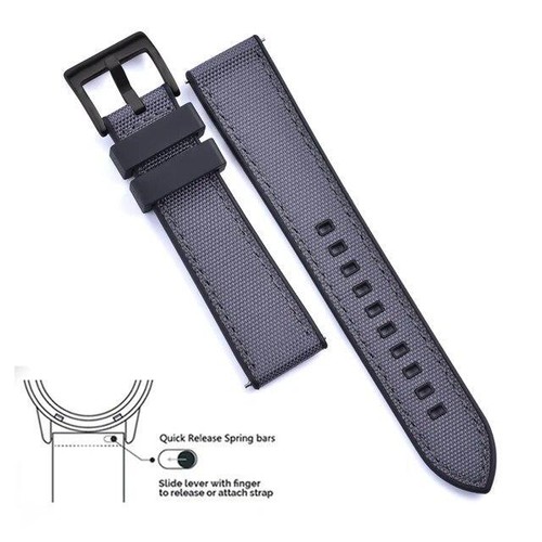 Hybrid Fkm Watch Strap Fluoro Rubber Canvas Nylon Watchbands Quick Release - Picture 26 of 76