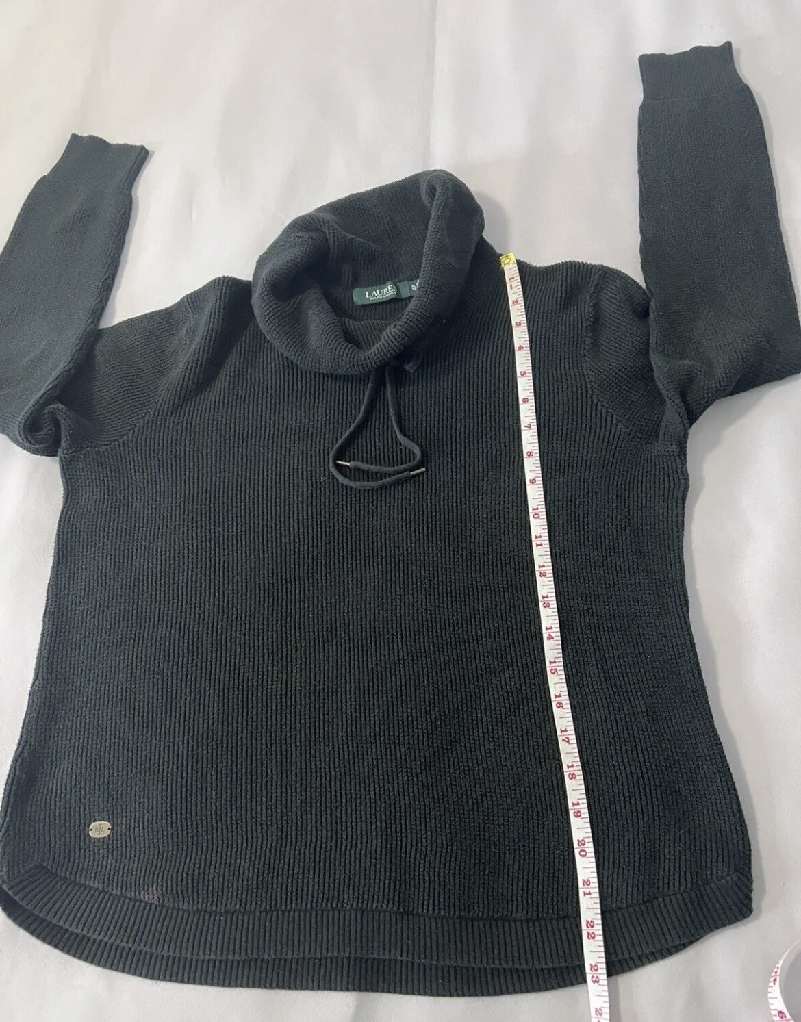 Lauren Ralph Lauren Women's Waffle Knit Funnel Neck Top 100% Cotton Black  XL thumbnail 5