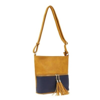 TIGERSTARS CAMEL NAVY TASSEL CROSSBODY BAG