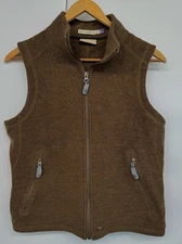 Ibex Vest Womens Medium Brown 100% Pure Austrian Wool Zip Up Sleeveless Pockets