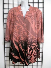 MING WANG🌸 SIZE 0X / 14W==PEACH & BLACK / SWEATER COAT  METALLIC SILVER STUDS