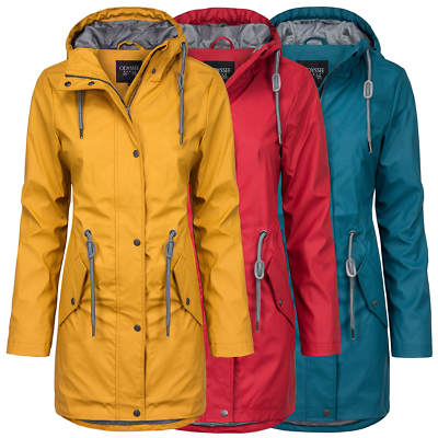 ODYSSEE Damen Regen Mantel Parka Jacke Kapuze Kurzmantel Outdoor  Übergangsjacke