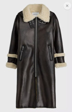 Bershka Longline Faux Fur Shearling Coat Chocolate Brown Medium New Faux Leather