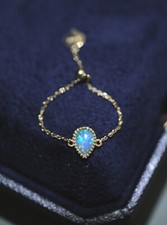 Dreamy And Colorful, Adjustable Rings, Natural Australian Opal 18K Gold Ring