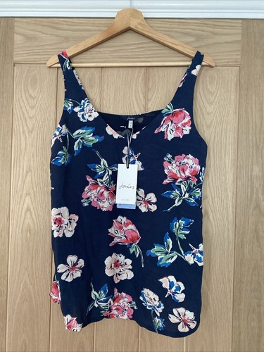 Ladies Cami Joules Size 12 Kyra Print Navy Floral Lined Viscose Strappy Top