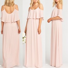 NWOT Show Me Your Mumu Caitlin Ruffle Maxi Dress | Dusty Blush Crisp | Medium