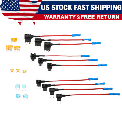 10pcs 12V Car Add-a-Circuit Fuse Adapter w/ Standard Mini TAP Blade Fuse Holder!