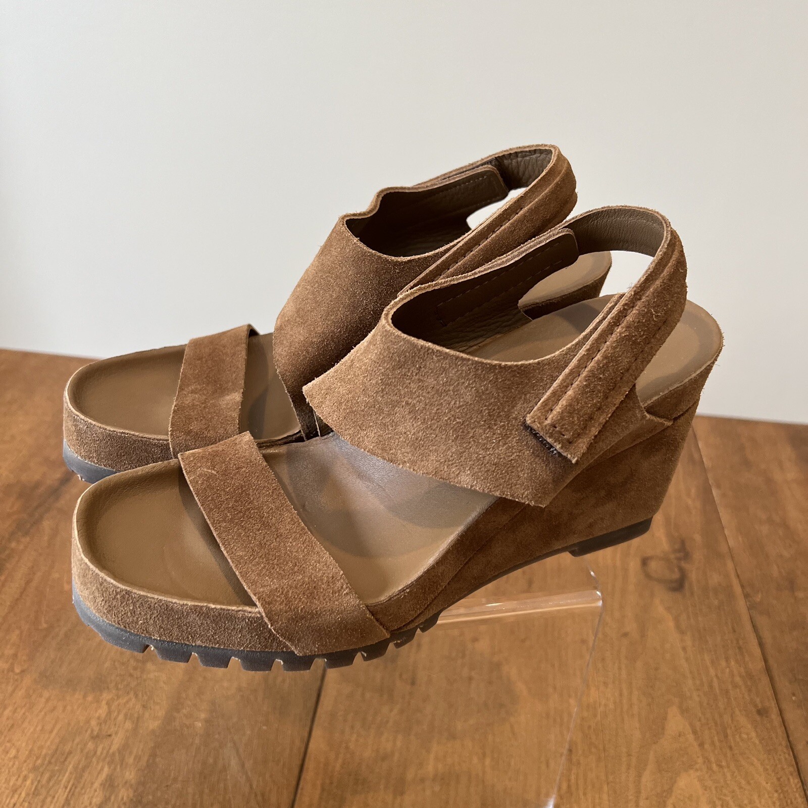 PEDRO GARCIA Jouri Platform Wedge Sandal Sz 5 Brown Suede Cigar Castoro Chunky