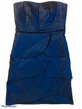 SEXY Shiny Blue Strapless Mermaid Mini Dress - Size 7