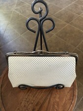 Vintage Cream Patent Leather Mesh Clutch