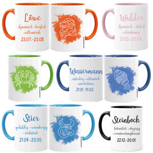 Kaffee Tasse Mit Sternzeichen Symbol Datum Eigenschaften Zodiac Signs Geschenk Ebay