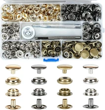 68 Sets 15Mm 5/8" Mixed Heavy Duty Snap Fasteners Kit, Metal Snaps for Leather C
