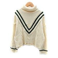 MOUSSY Knit Sweater Turtleneck Long Sleeve Off White Women  s F Style