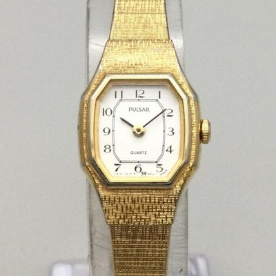 Pulsar Womens Watch 17mm Gold Tone Octagon Dial V810-5399 New Battery 6.75''