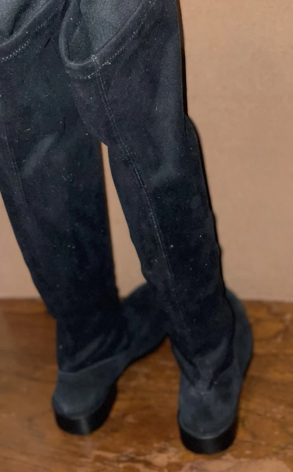 Botas altas de cuero/tela negras para mujer talla EU 37 / US 6 Foto 3 de 4