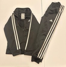 Adidas Kids Track Suit Set Size 6 - Black with White Stripes
