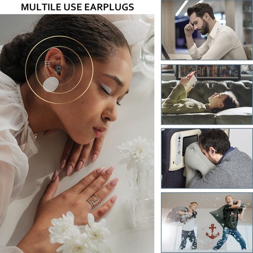 Tappi Orecchie per Sonno Cancellazione Rumore, Protezione Udito Riutilizzabile,Silicone - Foto 5 di 8