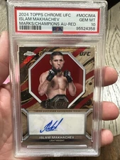 2024 Topps Chrome Marks of Champions RED AUTO 5/5 ISLAM MAKHACHEV PSA 10 POP 1🔥