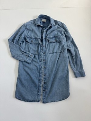 Universal Thread Denim Shirt Dress Blue Womens Size Small Snap Front Long Sleeve