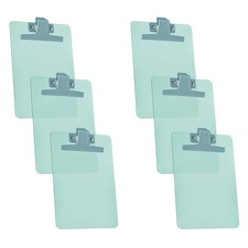 Clipboard Memo Size A5 9.25x6.33 Inch Premium Metal Clip Plastic Green 6 Pk