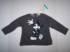NWT Zara Disney Girls Sweatshirt Size 9-12M Mickey Mouse Sequin Gray w/Ruffles