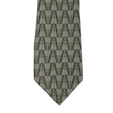 JOHN HENRY Silk Tie Sage Green Gray Geometric Mens Necktie Hand Made in USA
