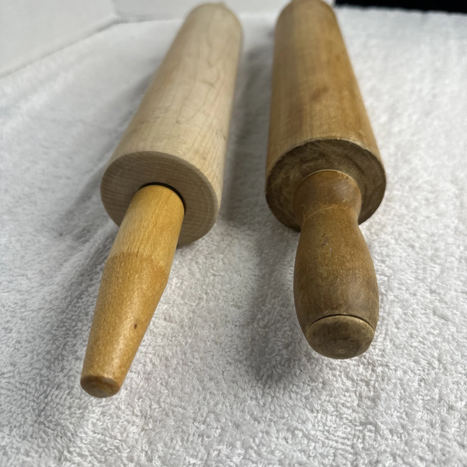 Two Vintage Farmhouse Rolling Pin Wood Handles 18” Total