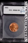1953 Lincoln Wheat Cent-ICG MS 66 RD Choice Gem BU No Reserve #SLL953