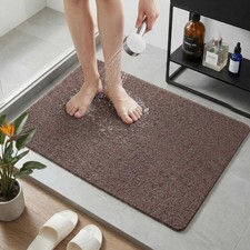 Shower Mat Non Slip, 16 x 24 Inch, Brown Shower Mats for Inside Shower, Soft PVC