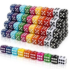 DIYDEC 100pcs 16mm Game Bulk Dice 10 Colors Acrylic 6 Sided Dice Set