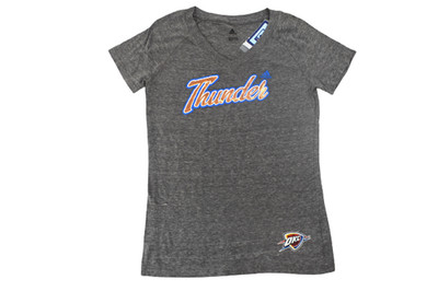adidas Womens NBA Oklahoma City Thunder Basketball V-Neck Shirt NWT Large