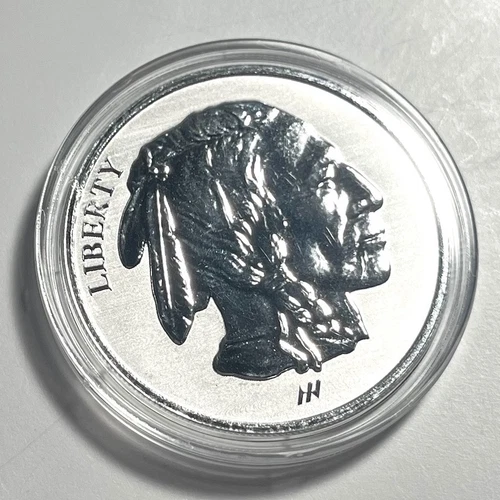 1Oz Fine Silver .999 Reverse Proof Buffalo Indian Round Bullion Asahi In Capsule - Picture 4 of 4