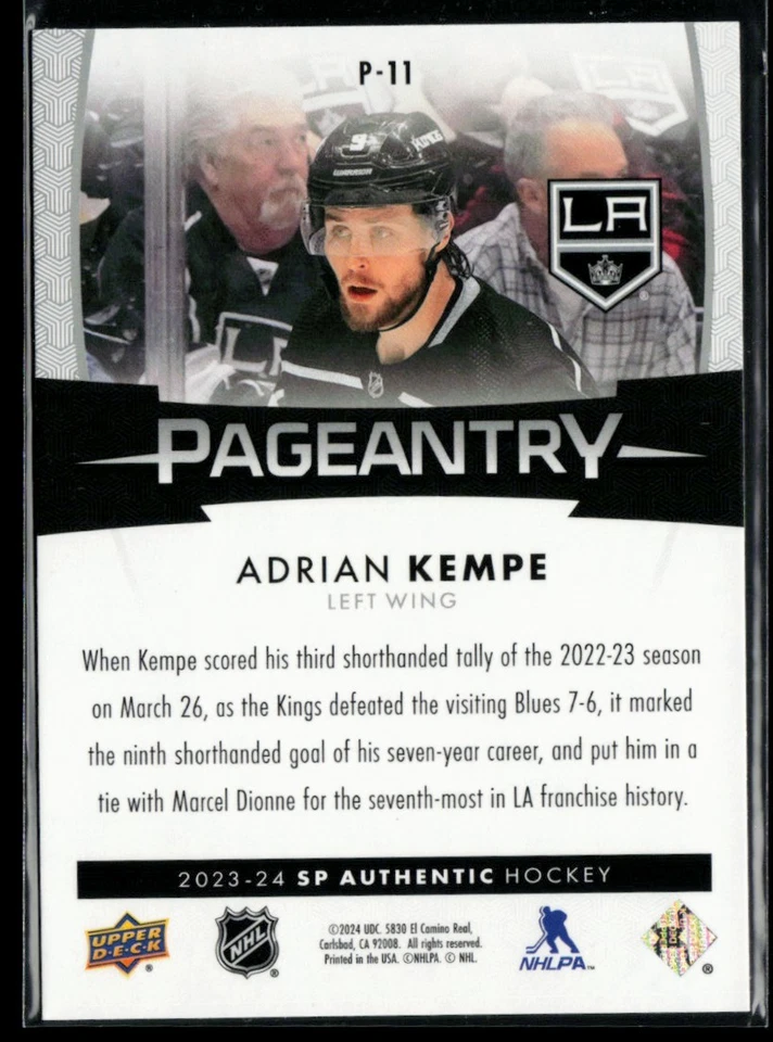 2023-24 SP Authentic Pageantry #P-11 Adrian Kempe - Image 2 of 2