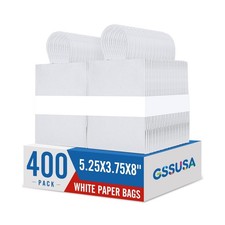 GSSUSA White Gift Bags 5.25x3.75x8 400Pcs, Paper Bags with Handles Bulk for S...