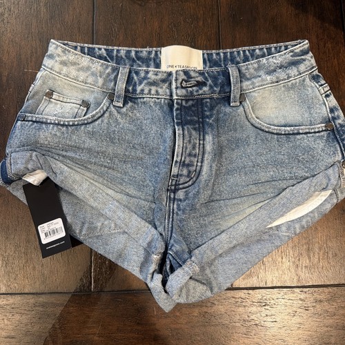 One Teaspoon Bandits Light Wash Blue Denim Cut-Off Shorts Women’s 25 Cuffed