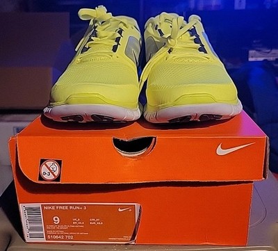 VINTAGE 2013 NIKE FREE RUN+ 3 Men's Size 9, Volt/Platinum/Wht, NEW w/Box!!!