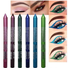 evpct 6Pcs Blue Colored Glitter Eyeliner Pencils Set delineadores de colores ...