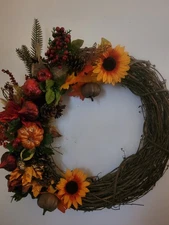 Fall Vine Wreath Beautiful and Handmade 20 Inches Fall Wreath