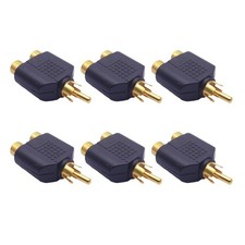 RCAs Y Splitter 6Pcs Male to Two Female Connectors for Stereo Sound Systems