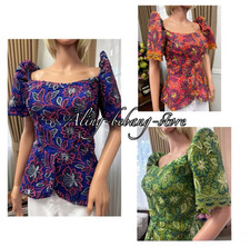 Modern Filipiniana Top Peplum Cutwork Mestiza Blouse