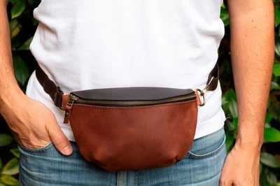 Sac banane en cuir de qualité, Sac en cuir homme, Sac ceinture en cuir pour lui  - Photo 1/4