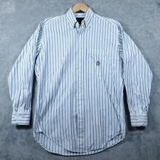 VTG Chaps Ralph Lauren 15 32/33 Dress Shirt Button Up Striped White Blue Casual 