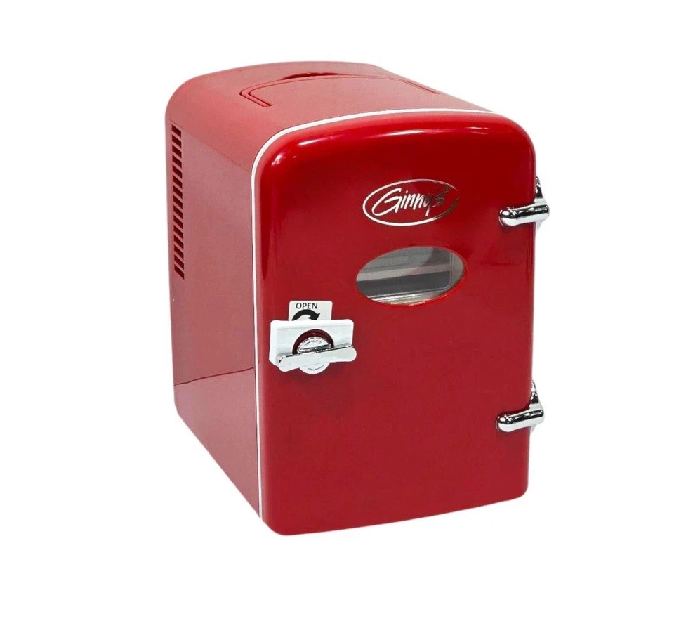 Ginny's Portable Retro Holds 6 cans or 4 liters Mini Fridge EFMIS129-GB-RED New - Image 2 of 4
