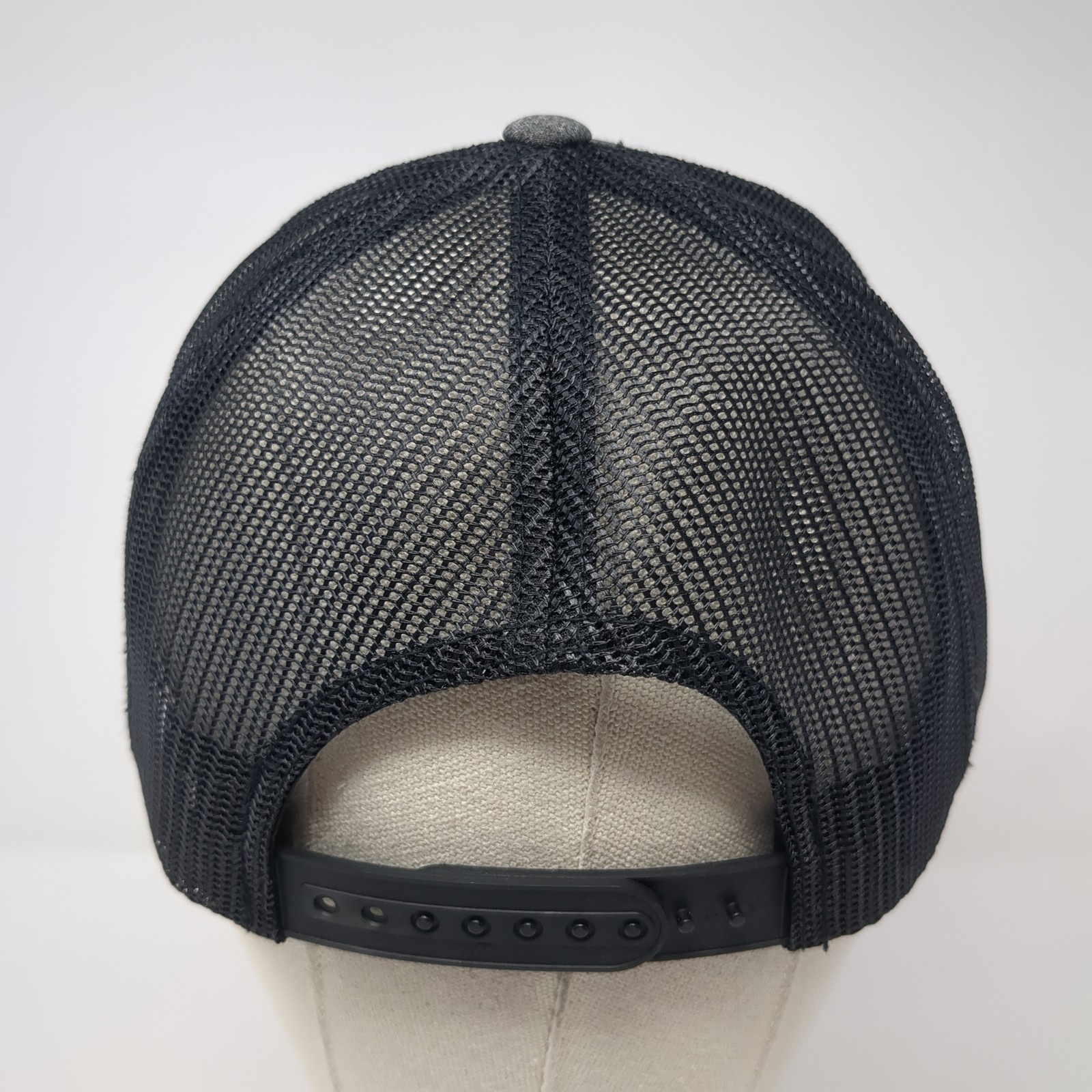 Monogram Leather Patch Snapback Trucker Hat Gray … - image 6