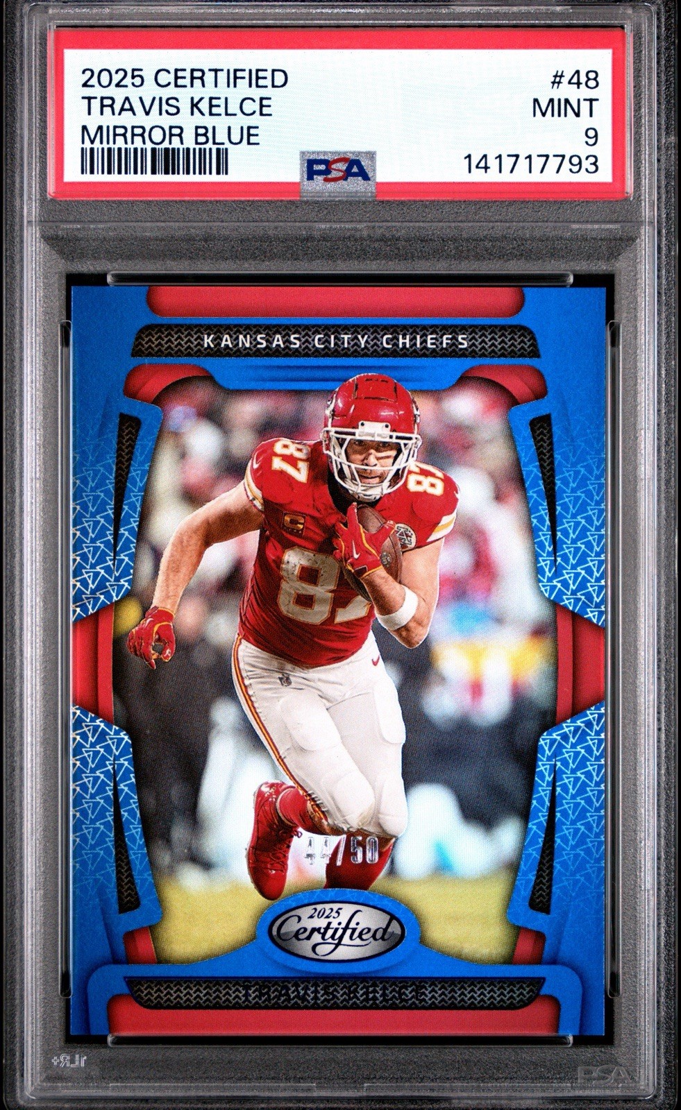 2025 Certified Travis Kelce Mirror Blue /50 PSA 9