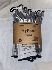 12 Pair Ansell HyFlex 11-644 Size 10 (XL) Gloves ANSI Cut A2  ANSI ABR 5